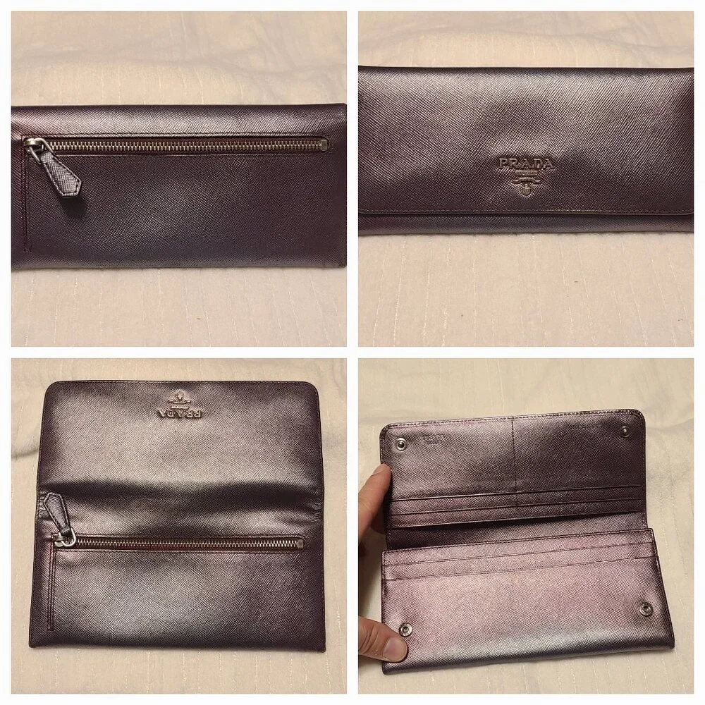 Prada Metalica Purple Long Wallet
